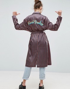 Пальто в полоску с вышивкой Heartbreaker ASOS - Мульти