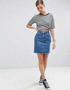 Синяя джинсовая юбка с завышенной талией ASOS - Синий