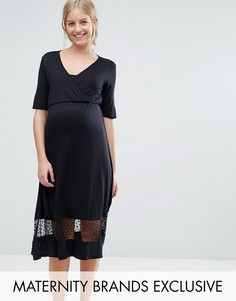 Чайное платье с сетчатой вставкой Bluebelle Maternity - Черный