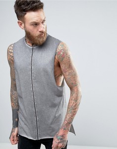 Длинная серая майка с заниженными проймами и ступенчатым краем ASOS - Серый