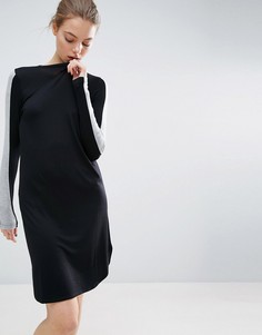 Облегающее платье миди с полосками на рукавах ASOS - Черный