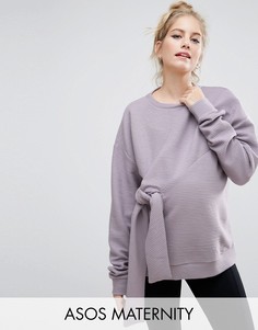 Фактурный свитшот с узлом ASOS Maternity - Фиолетовый