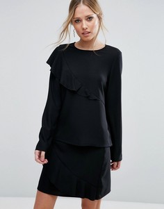Топ с асимметричной оборкой Vero Moda - Черный