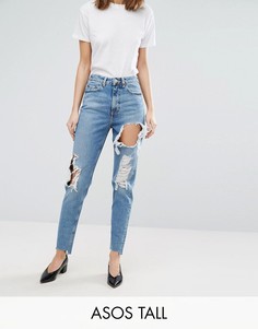Выбеленные джинсы в винтажном стиле с прорехами ASOS TALL ORIGINAL - Синий