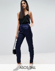 Узкие брюки с оборками ASOS TALL - Темно-синий