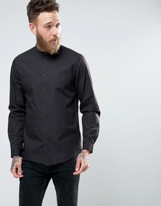 Черная рубашка классического кроя с воротником на пуговице ASOS - Черный