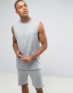Длинная серая футболка без рукавов и шорты ASOS - Мульти
