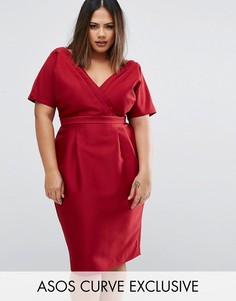 Платье с запахом спереди ASOS CURVE - Красный