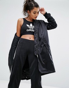 Длинный бомбер с кнопками по бокам adidas Originals - Черный