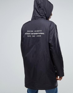 Тренерская куртка с капюшоном и принтом сзади Stussy - Черный