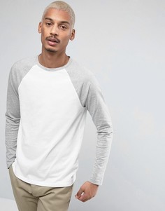 Белый лонгслив с серыми рукавами реглан ASOS - Белый
