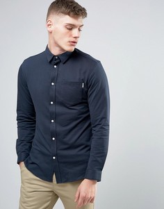 Приталенная рубашка из хлопкового трикотажа Jack &amp; Jones Core - Темно-синий