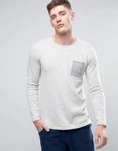 Трикотажный джемпер с необработанными краями и карманом Jack &amp; Jones Originals - Белый