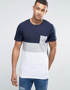 Футболка в стиле колор блок с карманом Jack &amp; Jones Core - Темно-синий