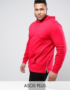 Красный худи с молниями по бокам ASOS PLUS - Красный