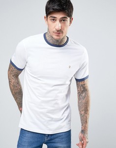 Бело-синяя футболка узкого кроя Farah Groves Ringer - Белый