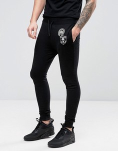 Суперузкие трикотажные штаны с нашивками Only & Sons - Черный