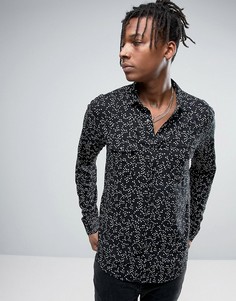 Рубашка классического кроя из вискозы в стиле вестерн со звездами ASOS - Черный