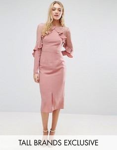 Платье с кружевными вставками и оборками True Decadence Tall - Розовый