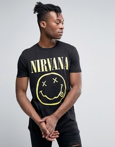 Футболка с принтом смайлика ASOS Nirvana - Черный