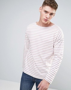 Oversize-лонгслив в полоску с вырезом лодочкой ASOS - Белый