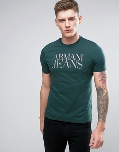 Зеленая футболка классического кроя с логотипом Armani Jeans - Зеленый