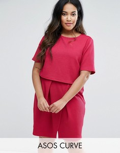 Фактурное двухслойное платье мини ASOS CURVE - Розовый