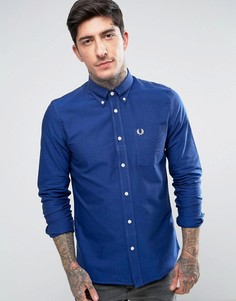 Синяя оксфордская рубашка с длинными рукавами Fred Perry - Синий