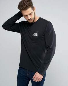 Тонкий черный лонгслив с квадратным логотипом The North Face - Черный