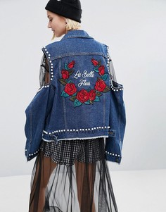 Джинсовая куртка с нашивками STYLENANDA - Синий