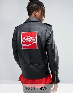 Кожаная байкерская куртка Reclaimed Vintage X Coca Cola - Черный