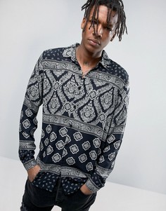 Рубашка классического кроя из вискозы с принтом пейсли ASOS - Черный