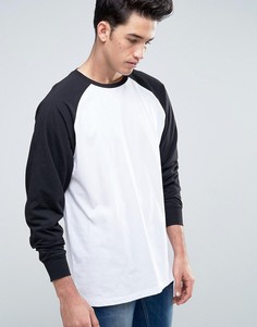 Черно-белый oversize-лонгслив с рукавами реглан и асимметричным подолом ASOS - Мульти