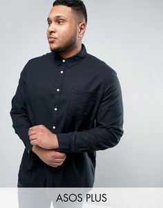 Черная меланжевая рубашка классического кроя из вискозы ASOS PLUS - Черный