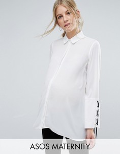 Блузка с контрастной шнуровкой на манжетах ASOS Maternity - Белый