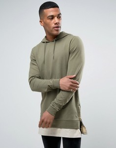 Обтягивающее худи с молниями по бокам и футболка ASOS - Бежевый