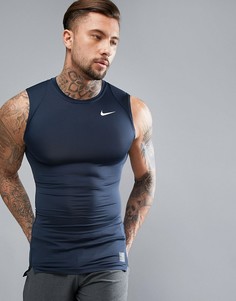 Темно-синяя компрессионная майка Nike Training 703092-451 - Серый