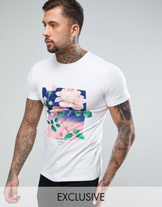 Белая футболка с принтом роз Hype - Белый