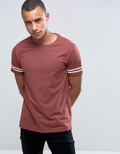 Футболка с круглым вырезом и отделкой на рукавах Burton Menswear - Красный