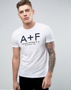Белая обтягивающая футболка с аппликацией A+F Abercrombie &amp; Fitch - Белый