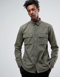 Рубашка стандартного кроя с карманами в стиле милитари Only &amp; Sons - Зеленый