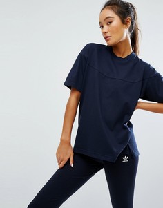 Темно-синяя прямая футболка adidas XByO - Синий