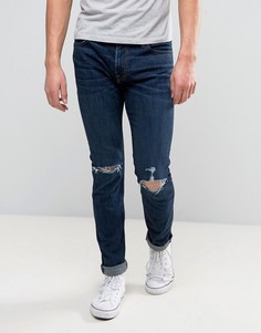 Темные супероблегающие эластичные джинсы с рваной отделкой Abercrombie &amp; Fitch - Синий