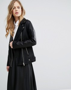 Байкерская oversize-куртка из искусственной кожи Miss Selfridge - Черный