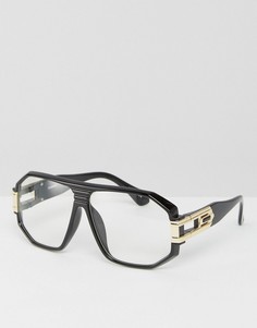 Пластмассовые очки-авиаторы с прозрачными стеклами и металлическими звеньями на дужках ASOS Geeky - Черный