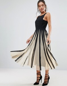 Приталенное платье миди со свободной юбкой ASOS - Мульти