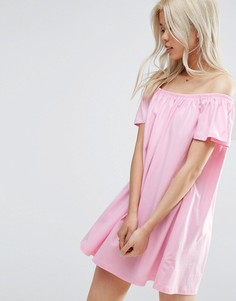 Платье мини с открытыми плечами ASOS - Розовый