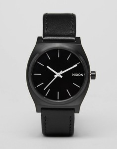Черные часы с кожаным ремешком Nixon Time Teller - Черный