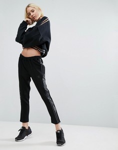 Черные брюки-сигареты с полупрозрачными вставками по бокам adidas Paris - Черный