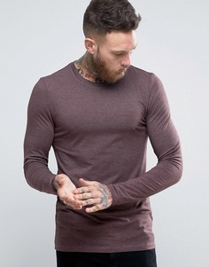 Обтягивающий лонгслив из темно-красного меланжевого трикотажа ASOS - Красный